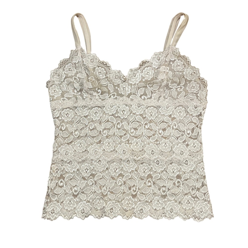 Cabernet Floral Lace Camisole Top Beige Champagne Size L Coquette Fairycore